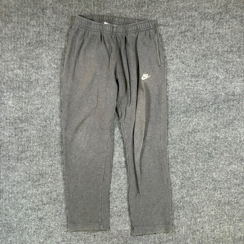 Nike Mens Sweatpants Size L Gray Fleece Athletic Pull On Drawstring Pockets